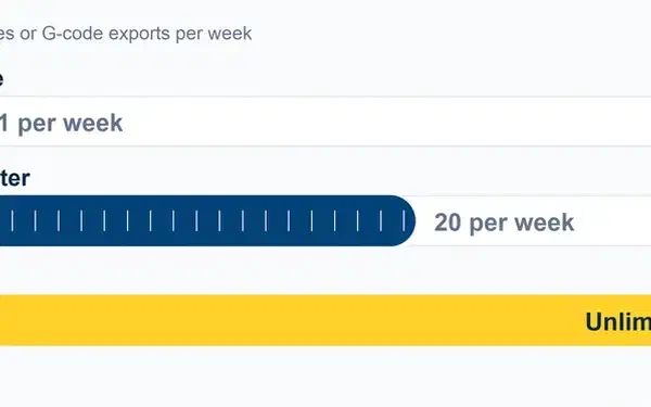 Chart comparing weekly carve limits: one on Free, twenty on Starter, unlimited on Pro